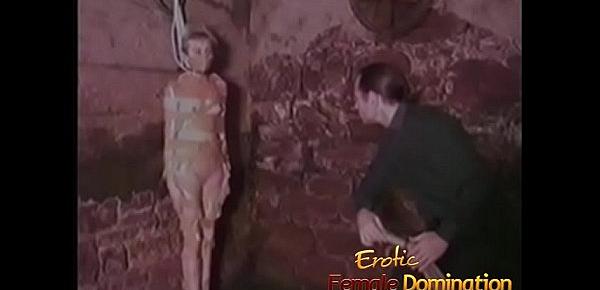  Totally helpless blonde dominated and humiliated in a moldy basement